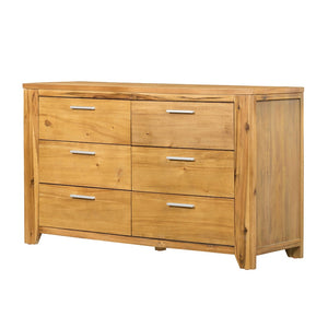 English Elm 53x17x31.5" 6-drawer Dresser Solid Acacia and Mdf Wide Low Profile Bedroom Storage W2078P175465
