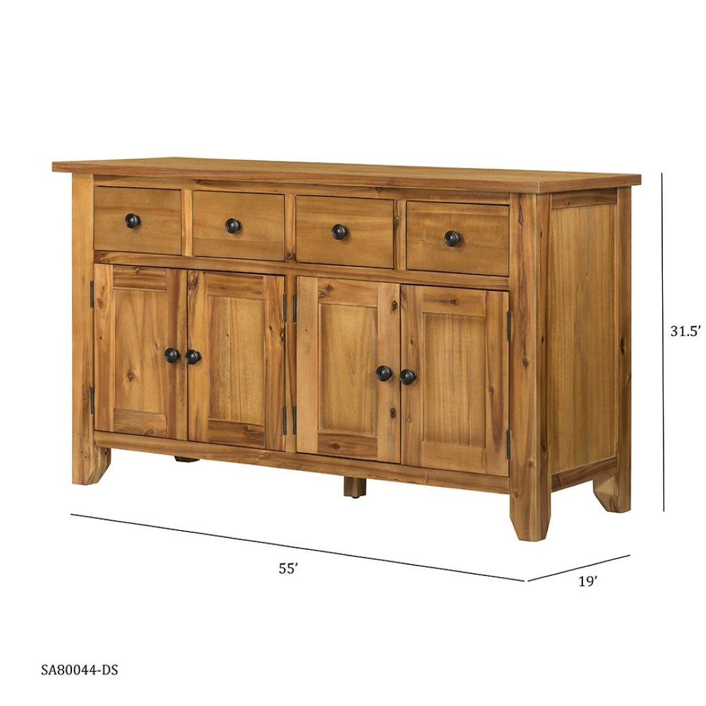 English Elm 31.5x17.5x31.5" Mango Wood Sideboard with Drawers for Farmhouse Dining or Home Office W2078P175449