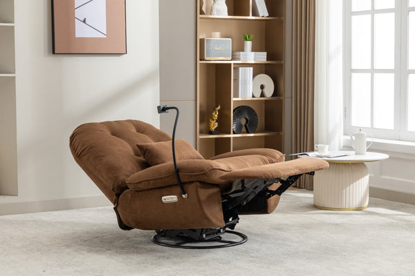 English Elm Power Recliner 270° Swivel Glider Bluetooth Music Player USB Charger Phone Holder Snack Storage Luxurious Models for Sleep Work Game Comfort W1752P170266