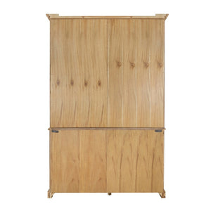 English Elm 53x19x83" Tall Farmhouse Cabinet Solid Acacia Wood Grain Vertical Storage Entryway Natural Wood+Brown W2078S00010