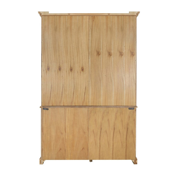 English Elm 53x19x83" Tall Farmhouse Cabinet Solid Acacia Wood Grain Vertical Storage Entryway Natural Wood+Brown W2078S00010