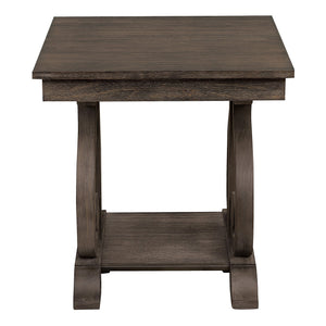 English Elm Classic Lewiston 3pc Occasional Table Set in Gray Finish with Arts & Crafts Slat Design, Shelf Storage Dark Oak 29.5 L x 27.75 W x 10.5 H B011P175451