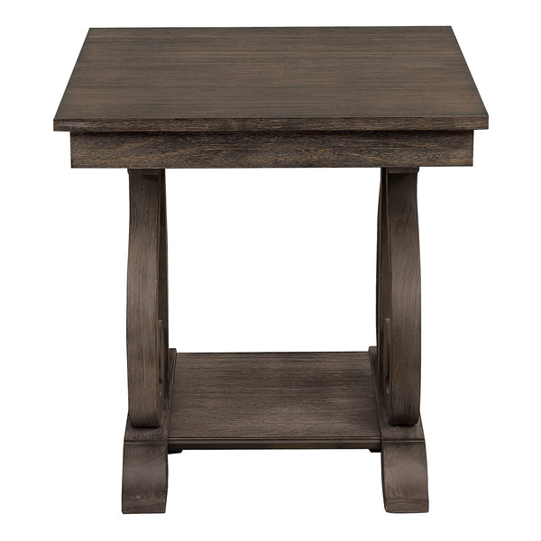 English Elm Classic Lewiston 3pc Occasional Table Set in Gray Finish with Arts & Crafts Slat Design, Shelf Storage Dark Oak 29.5 L x 27.75 W x 10.5 H B011P175451
