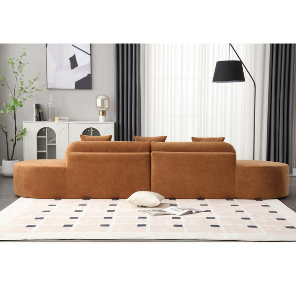 English Elm [New] Modern Curved Modular Sofa - Soft Terrycloth Fabric, Minimalist Design, No Assembly Needed, 3 Pillows W2108S00025-GIGA