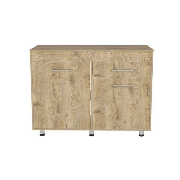 English Elm Orion Utility Base Cabinet White Macadamia - One Drawer Double Door, Easy-Assemble, Modern Classic Design B070S00148