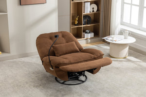 English Elm Power Recliner 270° Swivel Glider Bluetooth Music Player USB Charger Phone Holder Snack Storage Luxurious Models for Sleep Work Game Comfort W1752P170266
