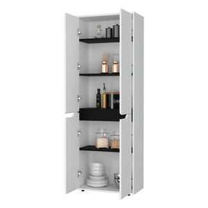 English Elm White Multistorage 5-Shelf Kitchen Pantry with Double-Door Cabinets, Adjustable Shelves & Stable Legs – Elegant Space-Saving Storage Solution for Organized Kitchens B062P175069
