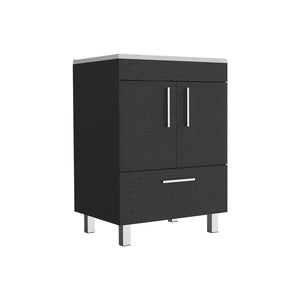 English Elm Velloc Black Single Bathroom Vanity 29.5" Top, Double Door Cabinet & Drawer, Particleboard Elegance B200S00161