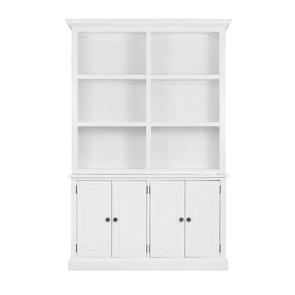 English Elm 53x19x83" Tall Farmhouse Cabinet Solid Acacia Wood Grain Vertical Storage Entryway White W2078S00011