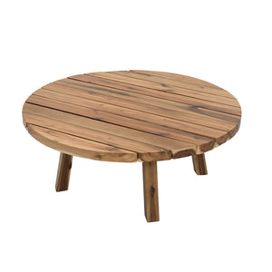 English Elm D35.6x14.6" Round Solid Acacia Wood Coffee Table Low Profile Organic Living Room W2078P175581