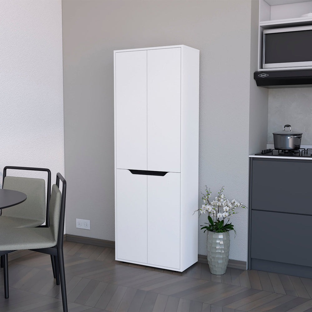English Elm White Multistorage 5-Shelf Kitchen Pantry with Double-Door Cabinets, Adjustable Shelves & Stable Legs – Elegant Space-Saving Storage Solution for Organized Kitchens B062P175069