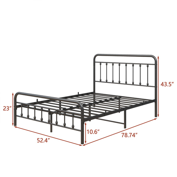 English Elm Metal Victorian Platform Bed Frame Full Size Black with Noise-Free Steel Slats, Underbed Storage, 450lb Capacity W84034826
