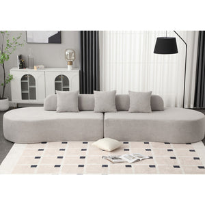 English Elm [New] Modern Curved Combination Sofa In Soft Terrycloth - Minimalist Design With 3 Pillows Included! W2108S00024-GIGA