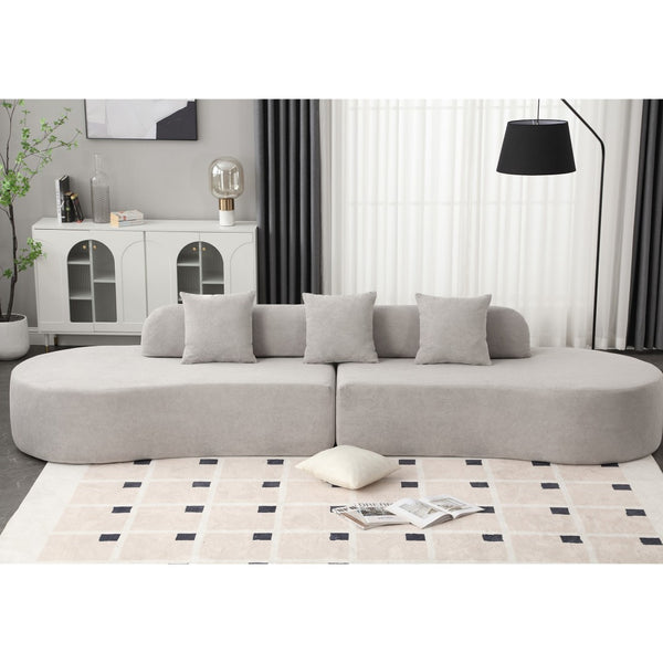 English Elm [New] Modern Curved Combination Sofa In Soft Terrycloth - Minimalist Design With 3 Pillows Included! W2108S00024-GIGA