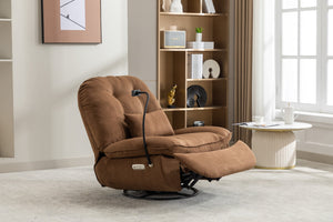 English Elm Power Recliner 270° Swivel Glider Bluetooth Music Player USB Charger Phone Holder Snack Storage Luxurious Models for Sleep Work Game Comfort W1752P170266