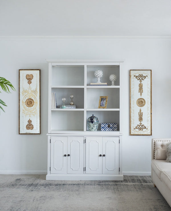 English Elm 53x19x83" Tall Farmhouse Cabinet Solid Acacia Wood Grain Vertical Storage Entryway White W2078S00011