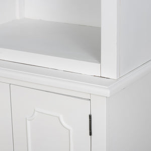 English Elm 53x19x83" Tall Farmhouse Cabinet Solid Acacia Wood Grain Vertical Storage Entryway White W2078S00011