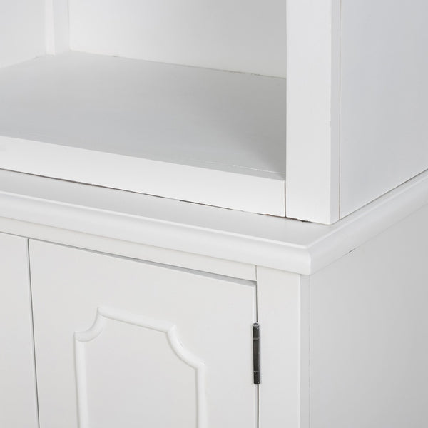 English Elm 53x19x83" Tall Farmhouse Cabinet Solid Acacia Wood Grain Vertical Storage Entryway White W2078S00011