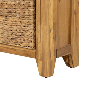English Elm 35.5x12x71" Acacia Wood Bookcase with Woven Hyacinth Shelves for Farmhouse Living W2078P175455