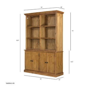 English Elm 53x19x83" Tall Farmhouse Cabinet Solid Acacia Wood Grain Vertical Storage Entryway Natural Wood+Brown W2078S00010