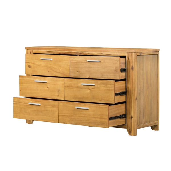 English Elm 53x17x31.5" 6-drawer Dresser Solid Acacia and Mdf Wide Low Profile Bedroom Storage W2078P175465