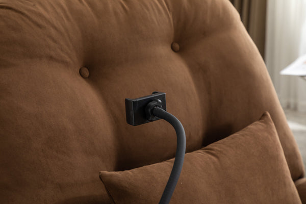 English Elm Power Recliner 270° Swivel Glider Bluetooth Music Player USB Charger Phone Holder Snack Storage Luxurious Models for Sleep Work Game Comfort W1752P170266