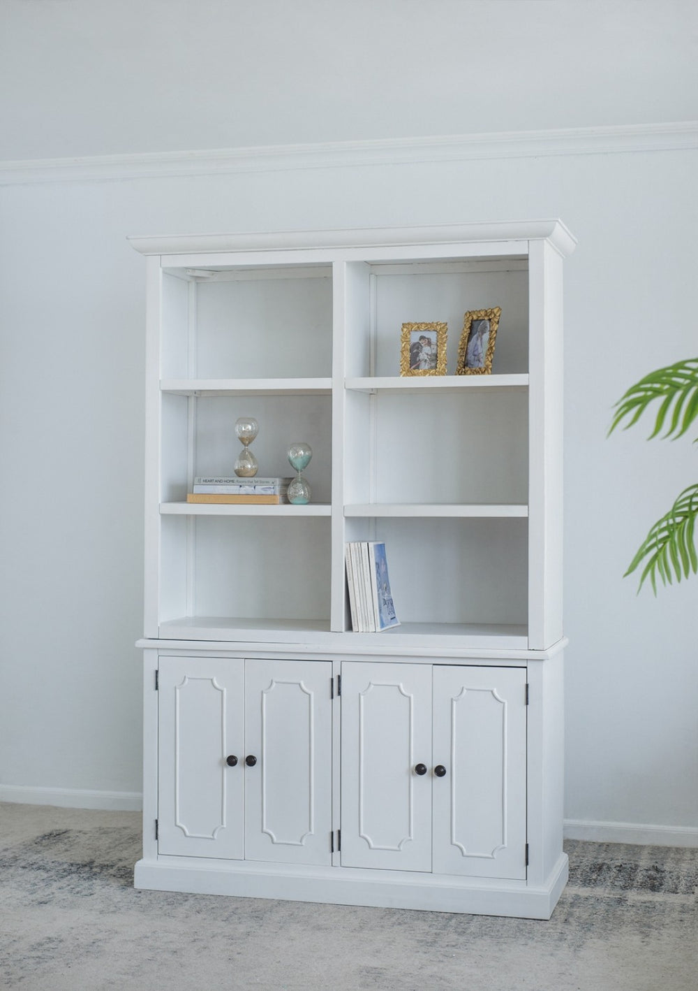 English Elm 53x19x83" Tall Farmhouse Cabinet Solid Acacia Wood Grain Vertical Storage Entryway White W2078S00011