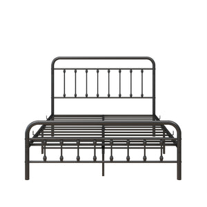 English Elm Metal Victorian Platform Bed Frame Full Size Black with Noise-Free Steel Slats, Underbed Storage, 450lb Capacity W84034826