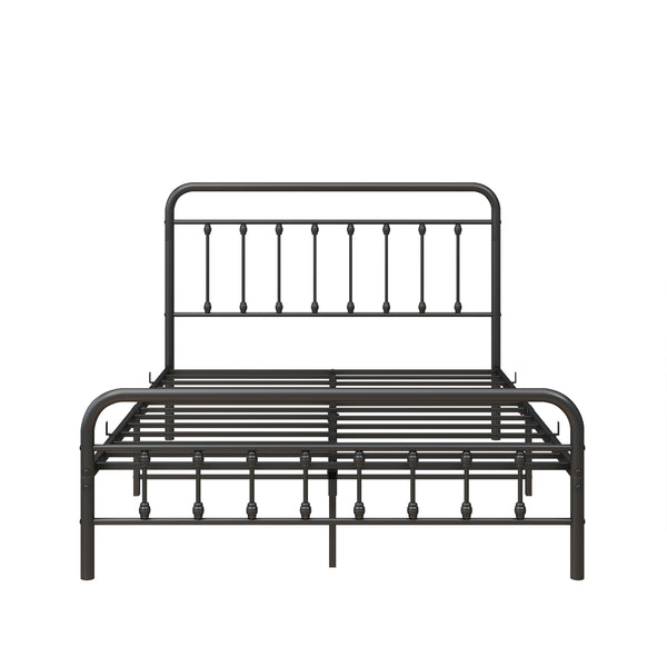 English Elm Metal Victorian Platform Bed Frame Full Size Black with Noise-Free Steel Slats, Underbed Storage, 450lb Capacity W84034826