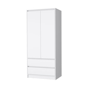 English Elm White 2-Drawer Armoire Elegant White Storage Wardrobe with Hanging Rod, Wide Doors & Deep Drawers B062S00372