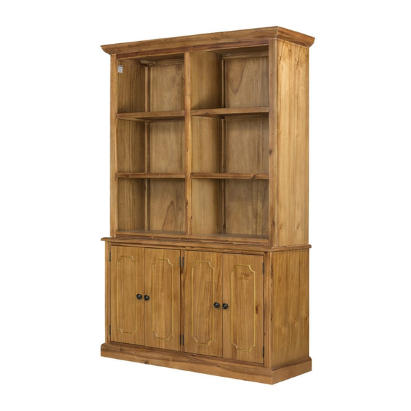 English Elm 53x19x83" Tall Farmhouse Cabinet Solid Acacia Wood Grain Vertical Storage Entryway Natural Wood+Brown W2078S00010