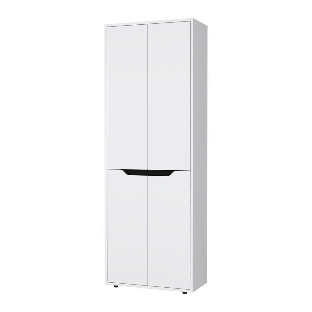 English Elm White Multistorage 5-Shelf Kitchen Pantry with Double-Door Cabinets, Adjustable Shelves & Stable Legs – Elegant Space-Saving Storage Solution for Organized Kitchens B062P175069