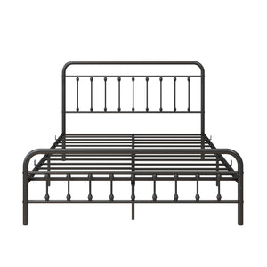 English Elm Metal Victorian Platform Bed Frame Queen with Headboard & Footboard, Under-Bed Storage, No Box Spring Needed, Sturdy 450lb Capacity, Black W840P311301