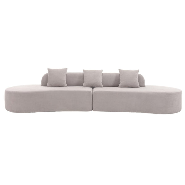 English Elm [New] Modern Curved Combination Sofa In Soft Terrycloth - Minimalist Design With 3 Pillows Included! W2108S00024-GIGA