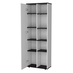 English Elm White 1-Door Multistorage Kitchen Pantry with 10 Shelves, White & Wenge Finish, Durable Manufactured Wood, Slim 66.9" H Compact Design B062P175070