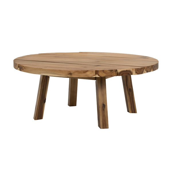 English Elm D35.6x14.6" Round Solid Acacia Wood Coffee Table Low Profile Organic Living Room W2078P175581