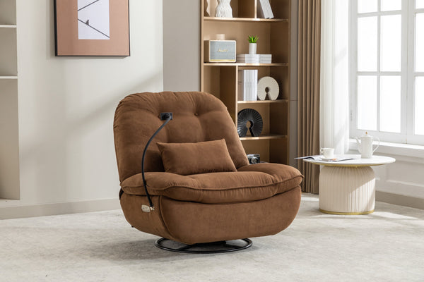 English Elm Power Recliner 270° Swivel Glider Bluetooth Music Player USB Charger Phone Holder Snack Storage Luxurious Models for Sleep Work Game Comfort W1752P170266