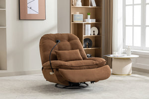 English Elm Power Recliner 270° Swivel Glider Bluetooth Music Player USB Charger Phone Holder Snack Storage Luxurious Models for Sleep Work Game Comfort W1752P170266