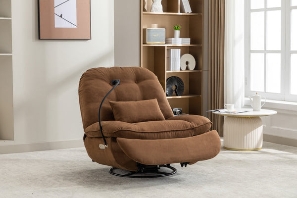 English Elm Power Recliner 270° Swivel Glider Bluetooth Music Player USB Charger Phone Holder Snack Storage Luxurious Models for Sleep Work Game Comfort W1752P170266