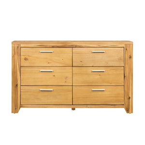 English Elm 53x17x31.5" 6-drawer Dresser Solid Acacia and Mdf Wide Low Profile Bedroom Storage W2078P175465