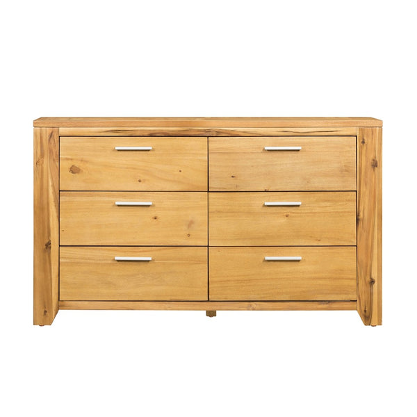 English Elm 53x17x31.5" 6-drawer Dresser Solid Acacia and Mdf Wide Low Profile Bedroom Storage W2078P175465