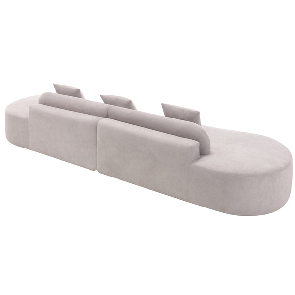 English Elm [New] Modern Curved Combination Sofa In Soft Terrycloth - Minimalist Design With 3 Pillows Included! W2108S00024-GIGA