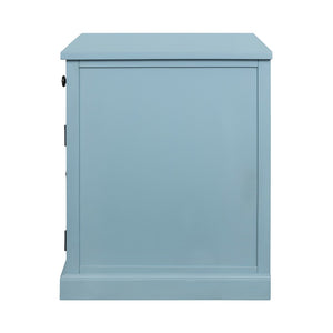 English Elm 50x26x31" Solid Acacia Writing Desk with Glass Cabinet Door Bold Painted Finish Blue W2078P175450