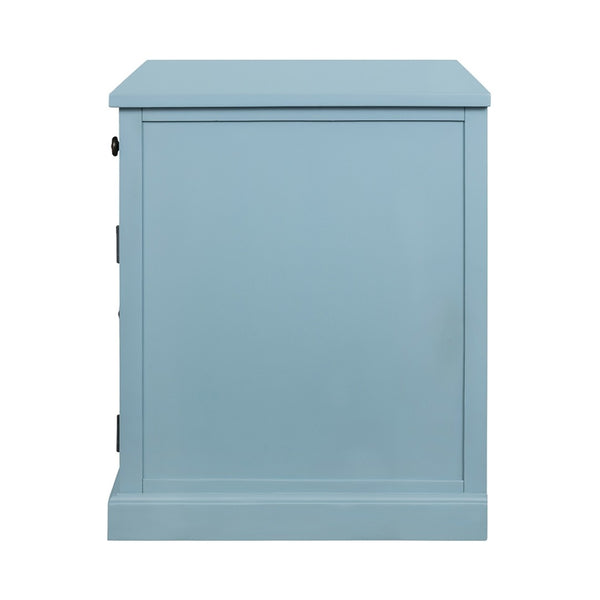 English Elm 50x26x31" Solid Acacia Writing Desk with Glass Cabinet Door Bold Painted Finish Blue W2078P175450