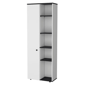 English Elm White 1-Door Multistorage Kitchen Pantry with 10 Shelves, White & Wenge Finish, Durable Manufactured Wood, Slim 66.9" H Compact Design B062P175070