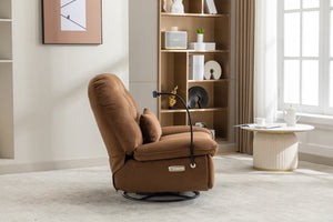 English Elm Power Recliner 270° Swivel Glider Bluetooth Music Player USB Charger Phone Holder Snack Storage Luxurious Models for Sleep Work Game Comfort W1752P170266