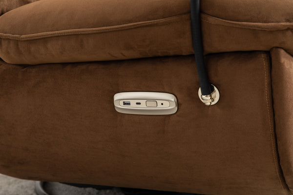 English Elm Power Recliner 270° Swivel Glider Bluetooth Music Player USB Charger Phone Holder Snack Storage Luxurious Models for Sleep Work Game Comfort W1752P170266