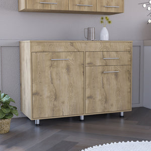 English Elm Orion Utility Base Cabinet with Drawer and Double Doors, White Macadamia Finish, Easy Assembly, Modern Classic Design B200S00148