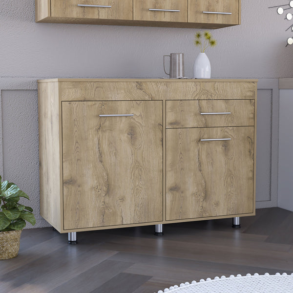 English Elm Orion Utility Base Cabinet White Macadamia - One Drawer Double Door, Easy-Assemble, Modern Classic Design B070S00148