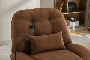 English Elm Power Recliner 270° Swivel Glider Bluetooth Music Player USB Charger Phone Holder Snack Storage Luxurious Models for Sleep Work Game Comfort W1752P170266